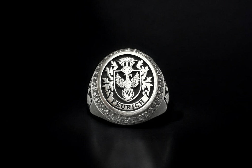 Oval Family Crest Signet Ring | Custom Coat of Arms Ring