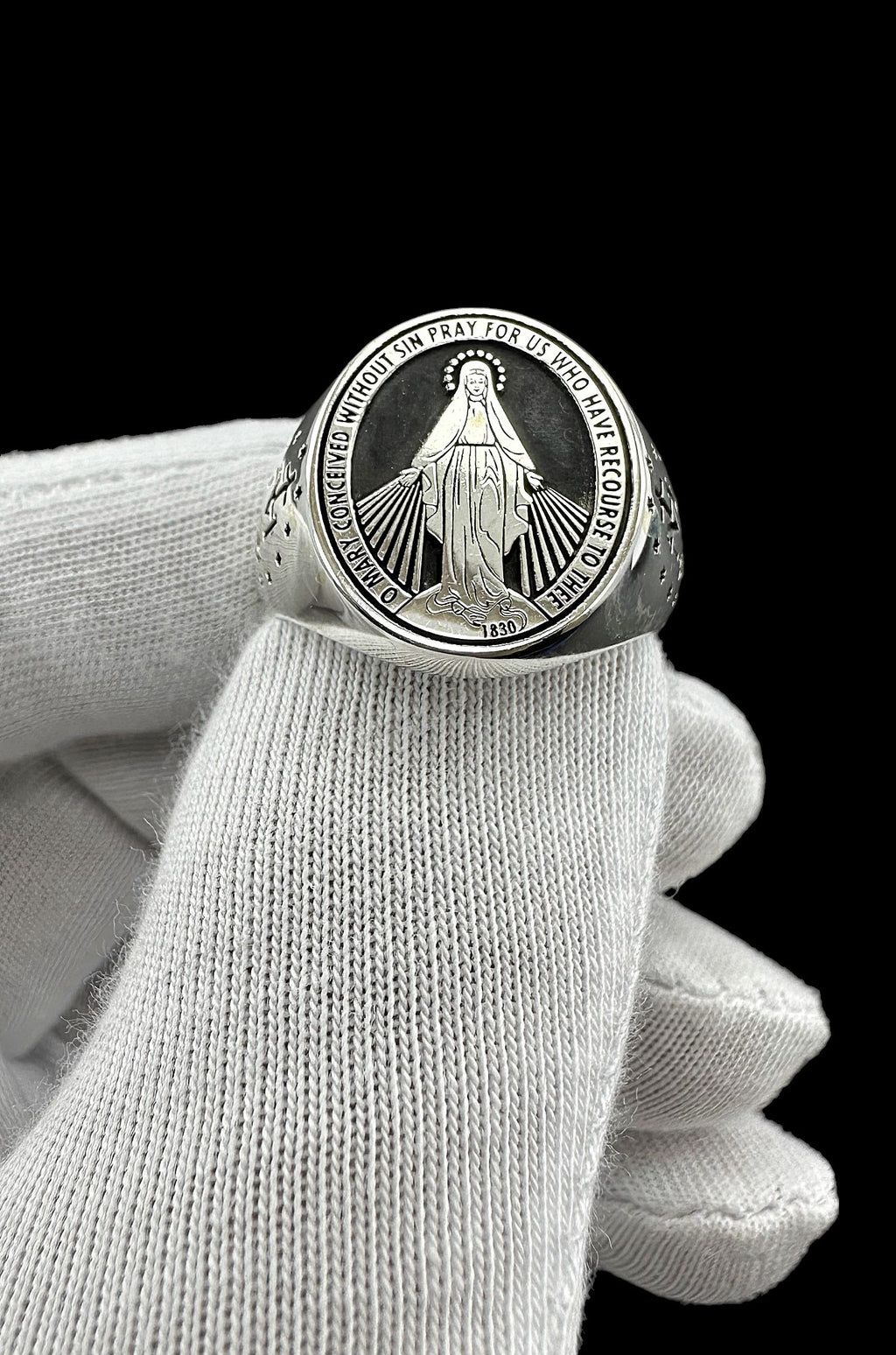 Marian Consecration Ring, Virgin Mary Ring, Sterling Silver Miraculous Virgin Mary ring, Christmas Ring, Christmas Gift