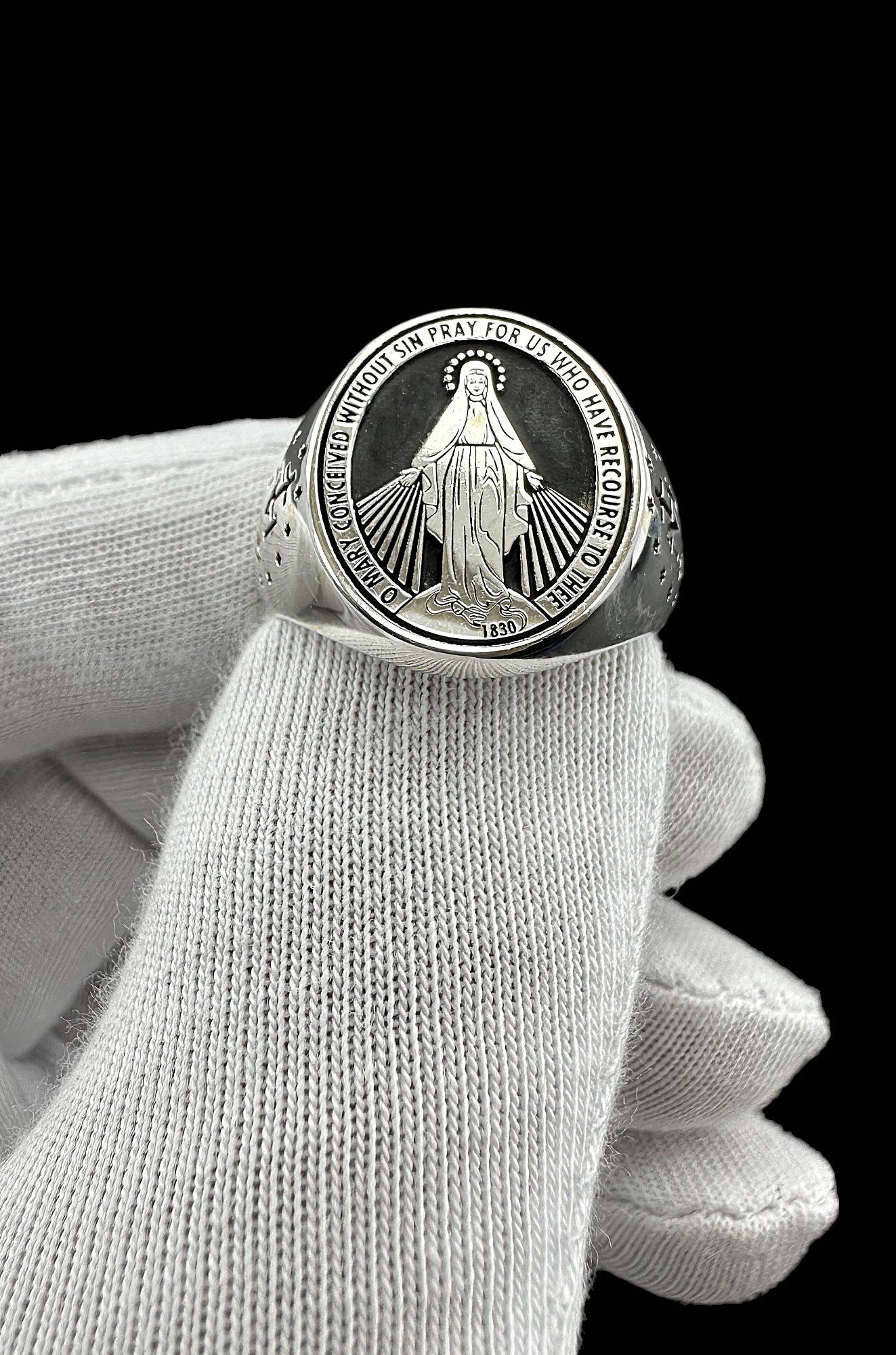 Marian Consecration Ring, Virgin Mary Ring, Sterling Silver Miraculous Virgin Mary ring, Christmas Ring, Christmas Gift