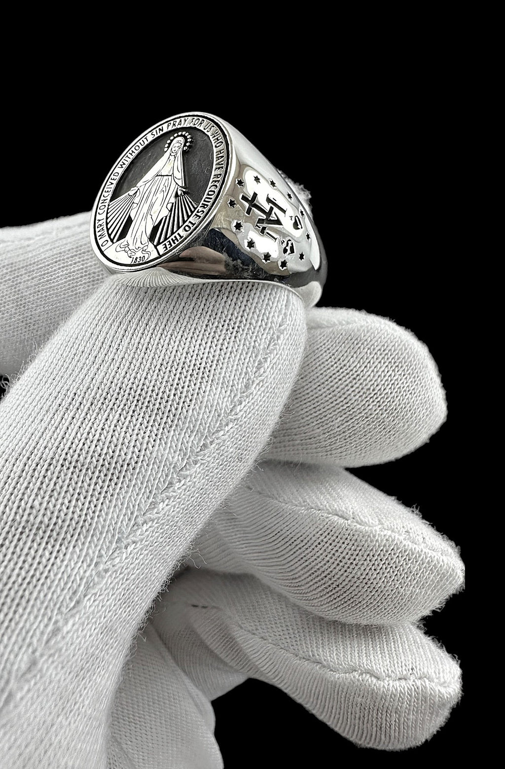 Marian Consecration Ring, Virgin Mary Ring, Sterling Silver Miraculous Virgin Mary ring, Christmas Ring, Christmas Gift