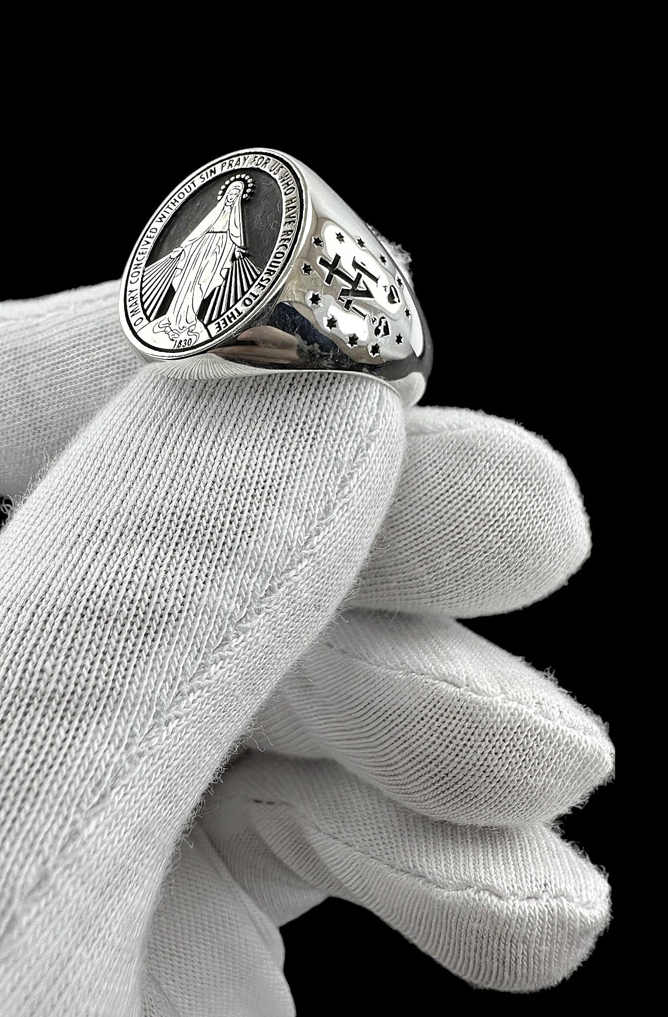 Marian Consecration Ring, Virgin Mary Ring, Sterling Silver Miraculous Virgin Mary ring, Christmas Ring, Christmas Gift