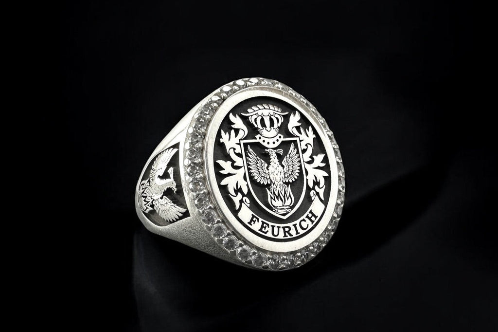 Oval Family Crest Signet Ring | Custom Coat of Arms Ring