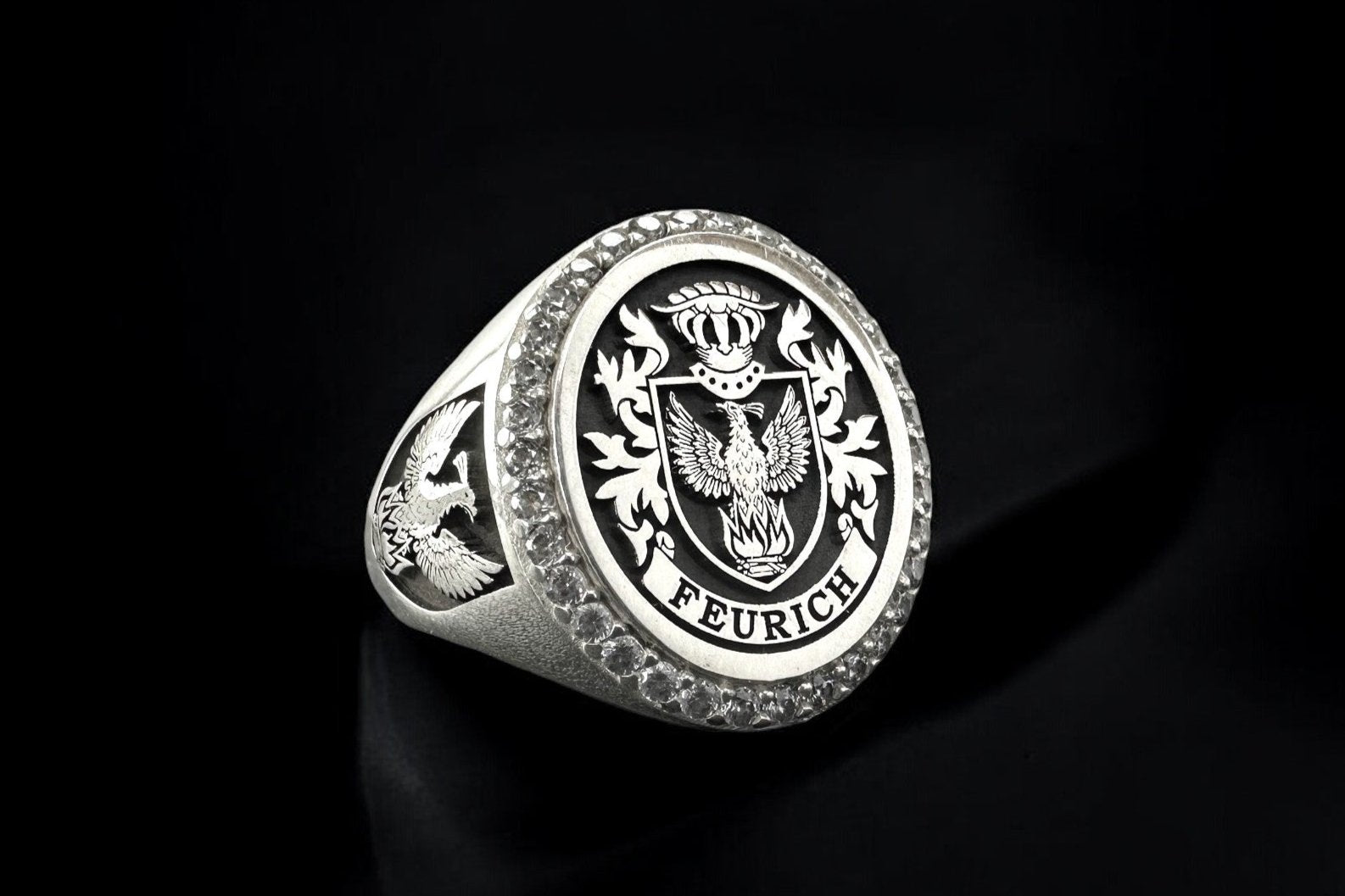 Oval Family Crest Signet Ring | Custom Coat of Arms Ring