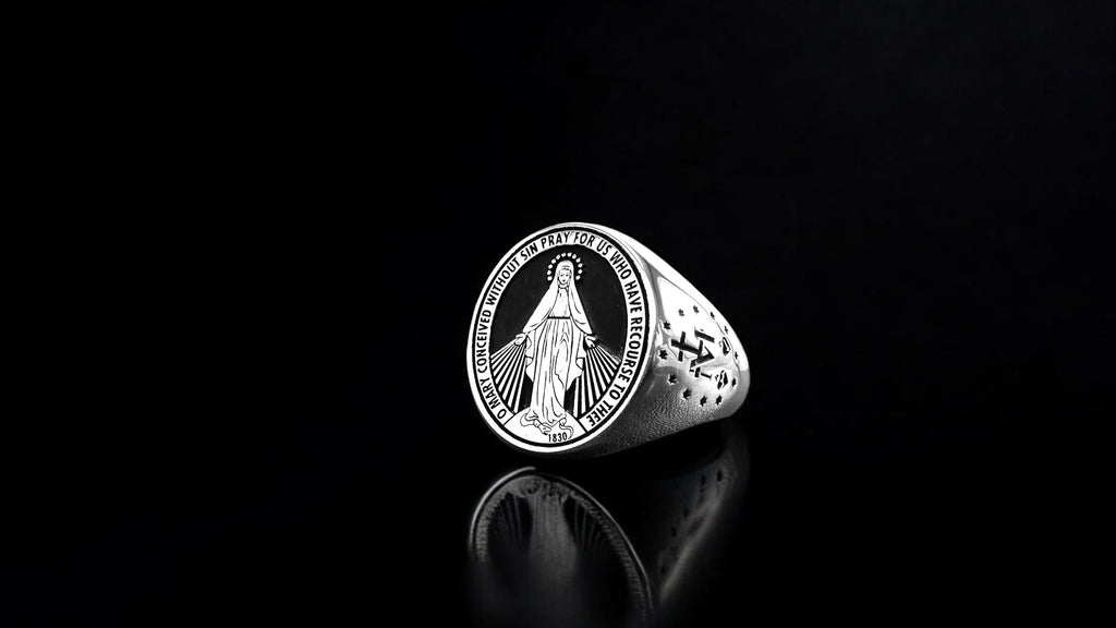 Marian Consecration Ring, Virgin Mary Ring, Sterling Silver Miraculous Virgin Mary ring, Christmas Ring, Christmas Gift