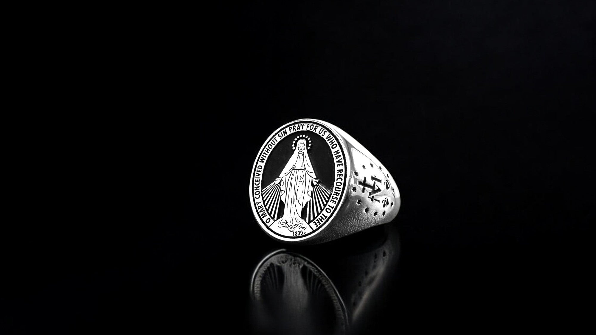 Marian Consecration Ring, Virgin Mary Ring, Sterling Silver Miraculous Virgin Mary ring, Christmas Ring, Christmas Gift