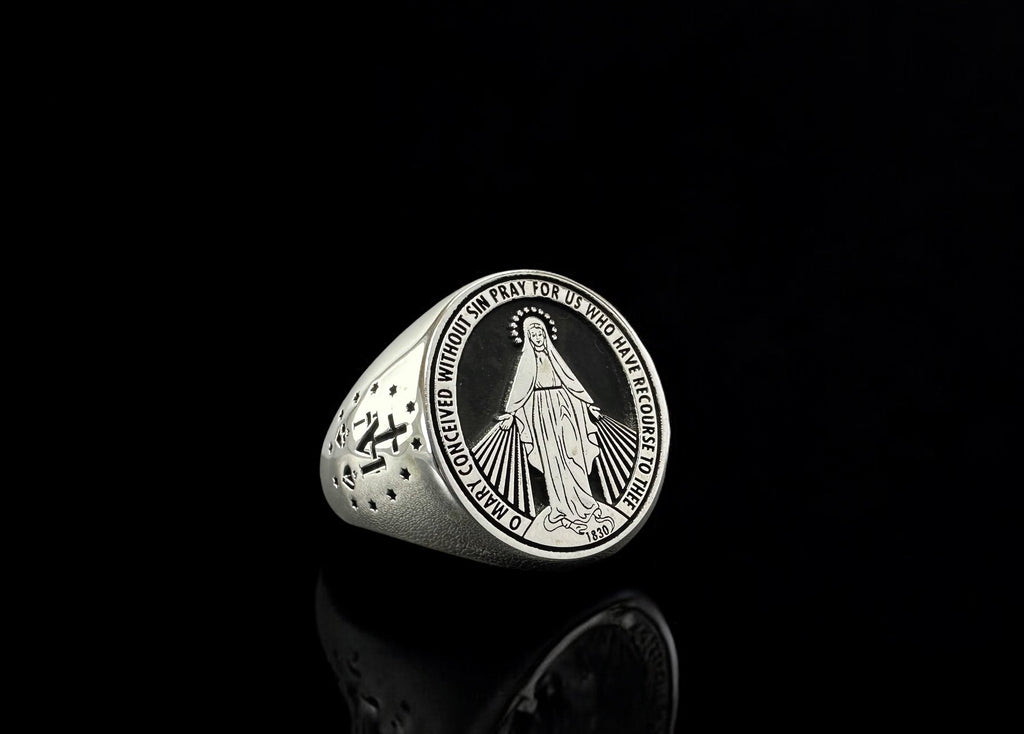 Marian Consecration Ring, Virgin Mary Ring, Sterling Silver Miraculous Virgin Mary ring, Christmas Ring, Christmas Gift